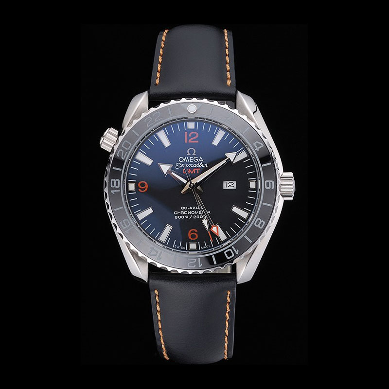 Omega Seamaster Planet Ocean GMT Black Dial Black Leather Band OMG6459