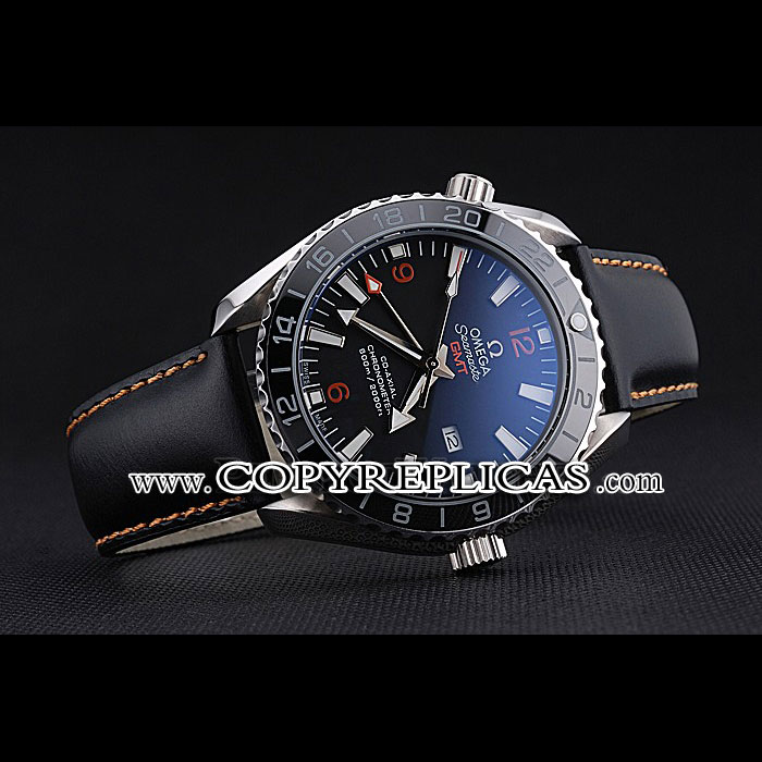 Omega Seamaster Planet Ocean GMT Black Dial Black Leather Band OMG6459 - Photo-2