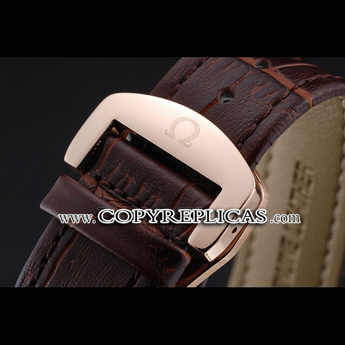 Omega DeVille Brown Dial Gold Case Brown Leather Strap OMG6464 - Photo-4