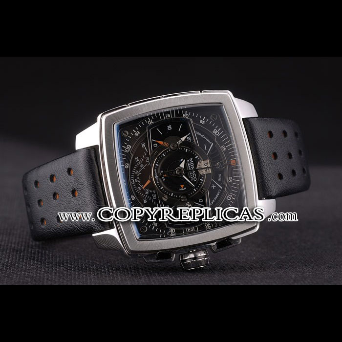 Tag Heuer Monaco Mikrograph Black Leather Strap Black Dial TG6666 - Photo-2