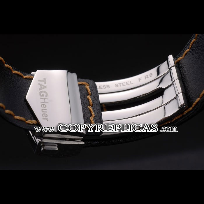 Tag Heuer Monaco Mikrograph Black Leather Strap Black Dial TG6666 - Photo-4