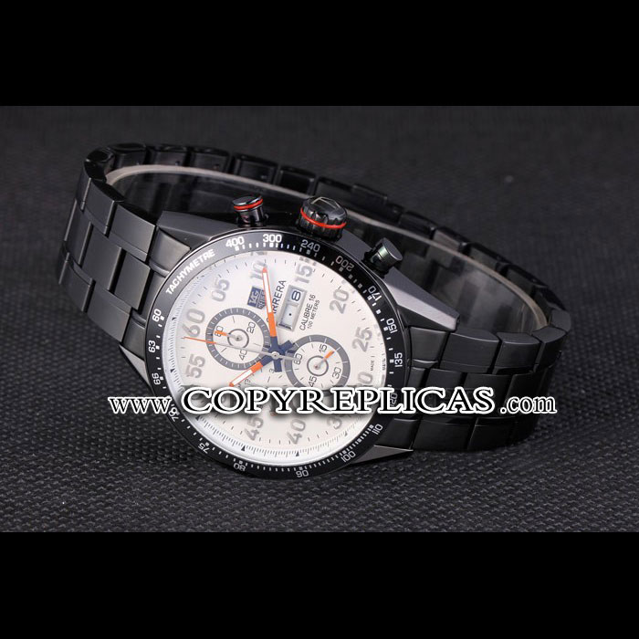 Tag Heuer Carrera Ion Plated Stainless Steel Bracelet White Dial TG6685 - Photo-2