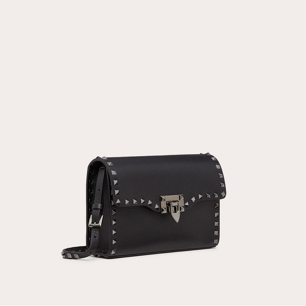 Valentino Garavani Small Rockstud Grainy Calfskin Crossbody Bag 1W2B0181HAD0NO - Photo-3