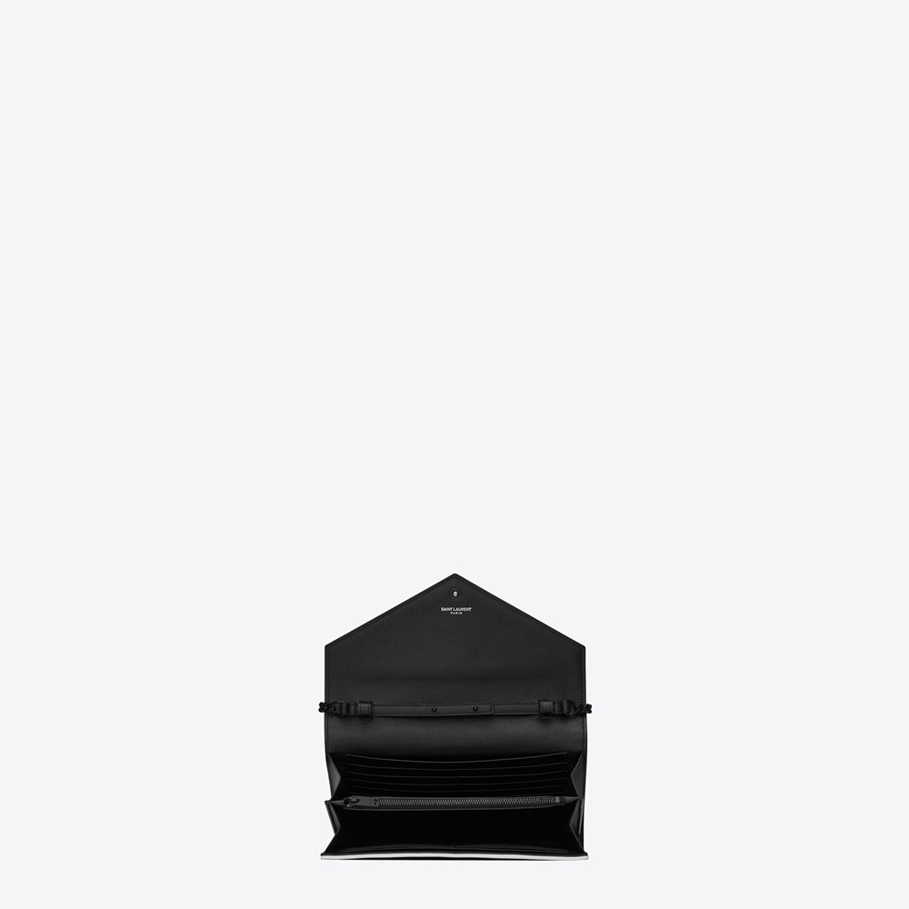 Saint Laurent Monogram Chain Wallet In Black And Dove White 45324746IK - Photo-4