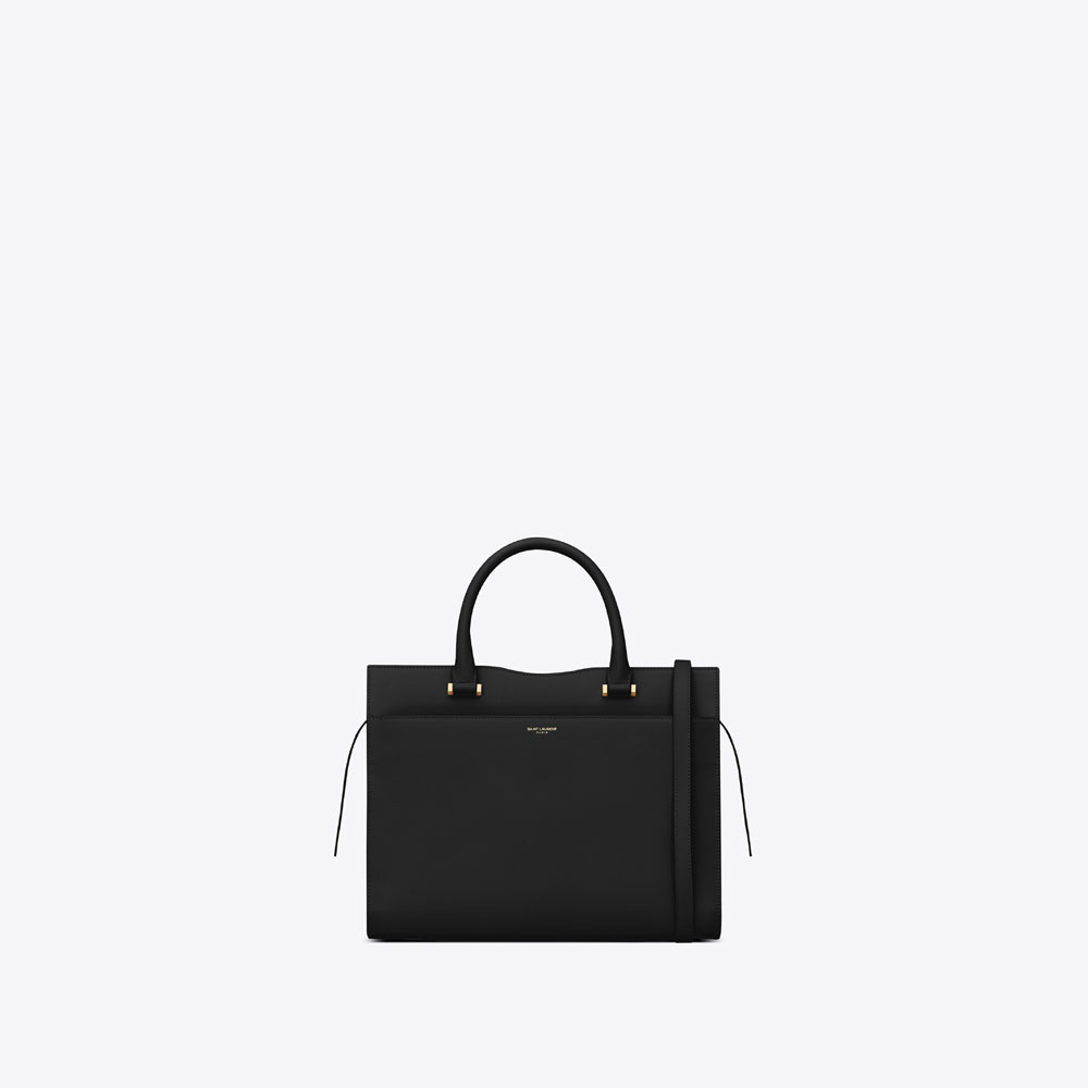 YSL UPTOWN Medium Tote In Shiny Smooth Leather 557653 03P0J 1000 - Photo-3