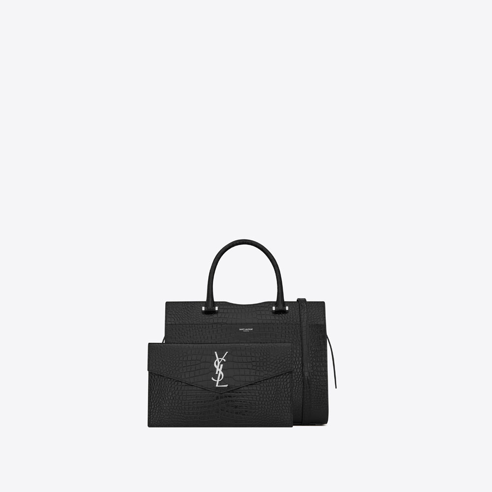 YSL UPTOWN Medium Tote In Shiny Crocodile Leather 557653 DND0N 1000 - Photo-2