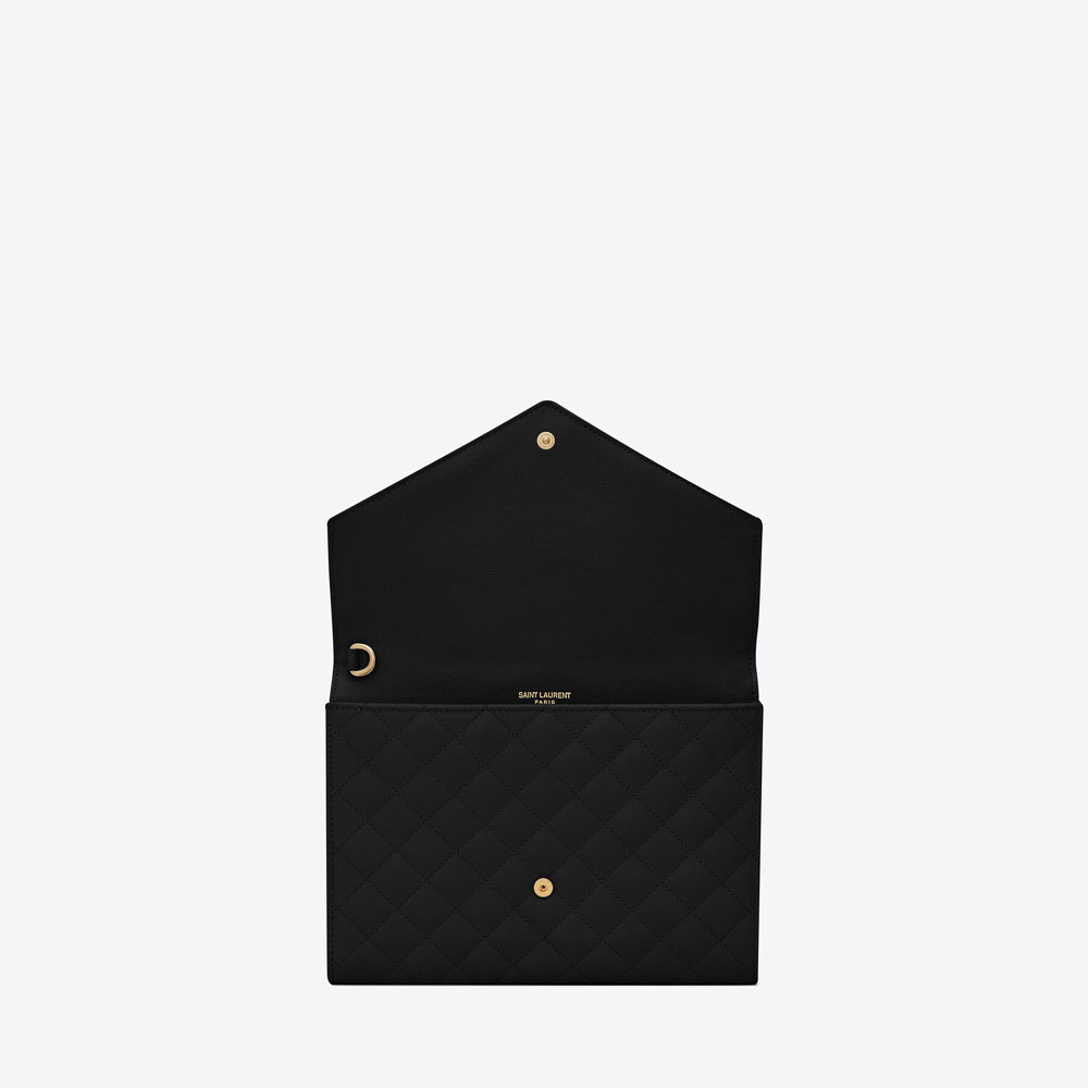 YSL Envelope Flap Pouch In Mix Matelasse Grain Poudre 651030 BOW91 1000 - Photo-3