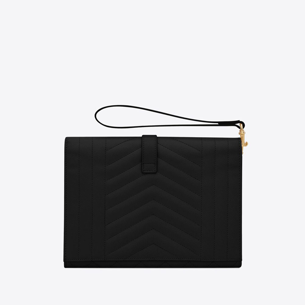 YSL Envelope Flap Pouch In Mix Matelasse Grain Poudre 651030 BOW91 1000 - Photo-4
