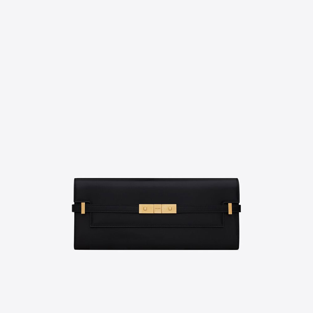 YSL Manhattan Clutch In Box Saint Laurent Leather 695949 16C6W 1000