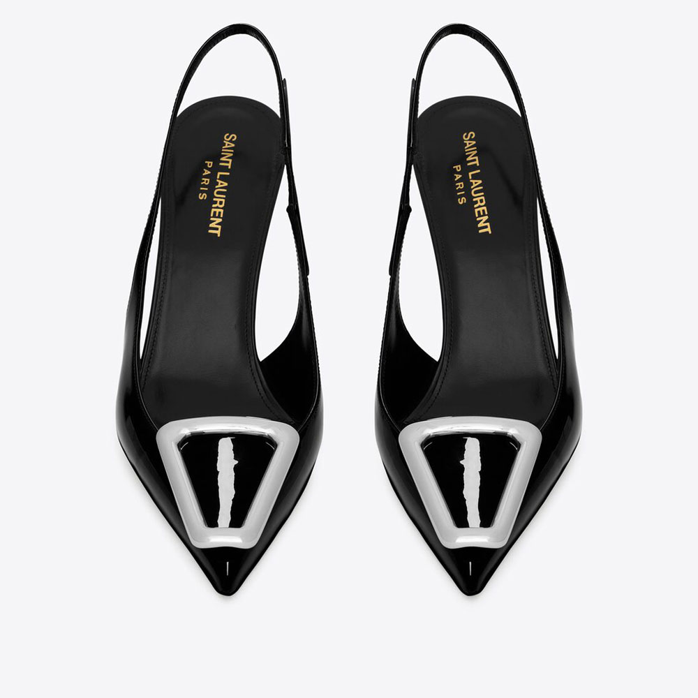 YSL Avenue SLingback Pumps In Patent Leather 756062 1TVNN 1000 - Photo-2