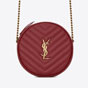 YSL Vinyle Round Camera Bag Chevron Quilted Embossed 610436 1GF07 6008 - thumb-2