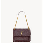 YSL Niki Medium In Vintage Leather in Burgundy 633184 0EN07 6195