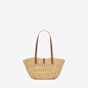 YSL Panier Small Bag In Crochet Raffia And Smooth Leather 685618 GAAAC 2080 - thumb-4