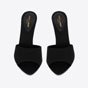 YSL Suite Heeled Mules In Crepe Satin 731565 1UU00 1000 - thumb-2