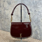 YSL Mini Voltaire Top Handle Bag In Patent in Burgundy 800846 BMIIW 6413