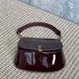 YSL Mini Voltaire Top Handle Bag In Patent in Burgundy 800846 BMIIW 6413 - thumb-3