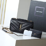 YSL Loulou Small In Matelasse Lambskin in Black 801437 AAE4Y 1000