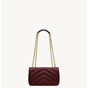 YSL Loulou Small In Matelasse Lambskin in Burgundy 801437 AAEAX 6197 - thumb-4