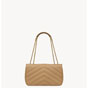 YSL Loulou Medium In Matelasse Lambskin in Caramel 801439 AAEAX 2357 - thumb-4