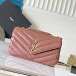 YSL Loulou Medium In Matelasse Lambskin in Pink 801439 AAEAX 5036