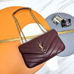 YSL Loulou Medium In Matelasse Lambskin in Burgundy 801439 AAEAX 6197