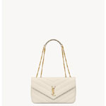YSL Loulou Medium In Matelasse Lambskin in White 801439 AAEAX 9207