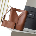 YSL Y Small Bucket In Leather in Brown 808224 AACQ3 6359