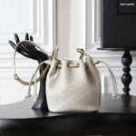 YSL Cassandre Bucket Bag In Lambskin in White 840886 1EL07 9207