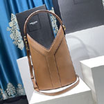 YSL Y Top-Handle Bucket In Leather in Brown 840891 AAT71 6359